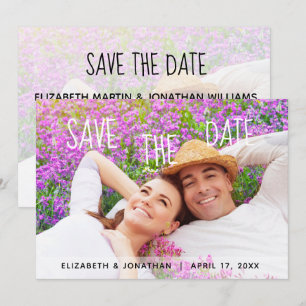 Trendiger handgeschriebener Foto-Save-the-Date Einladung