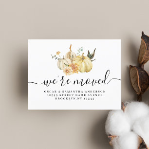 Trendiger Herbst-Aquarell-Kürbis und Blumen Ankündigungspostkarte