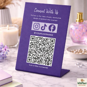 Trendiger Holografischer QR-Code   Verbinde dich m Sockelschild