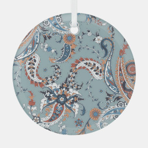 Trendiger indischer Paisley: nahtloser Hintergrund Ornament Aus Glas