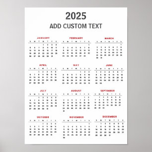 Trendiger Kalender 2025 mit eigenem Text Poster