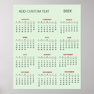Trendiger Kalender 2025 mit eigenem Text      Poster
