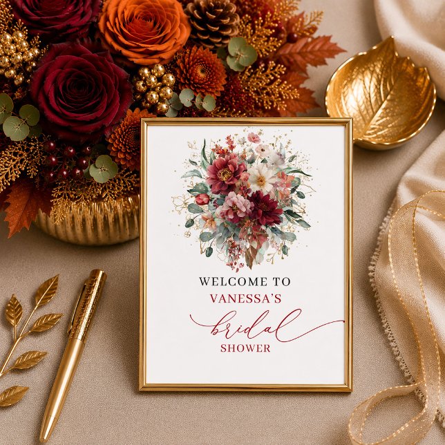 Trendiger Kupfer-Boho-Herbst-Brautparty-Willkommen Poster (Trendy copper boho autumn bridal shower welcome sign

)