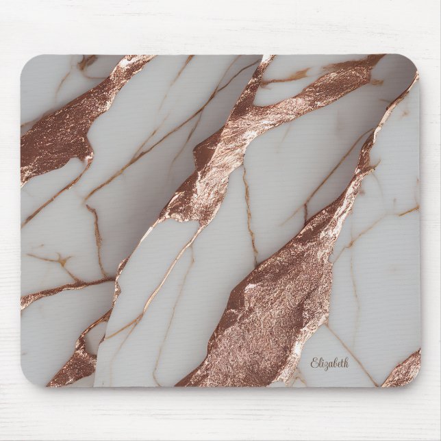 Trendiger Kupfer-Glitter-Marmor Mousepad (Vorne)