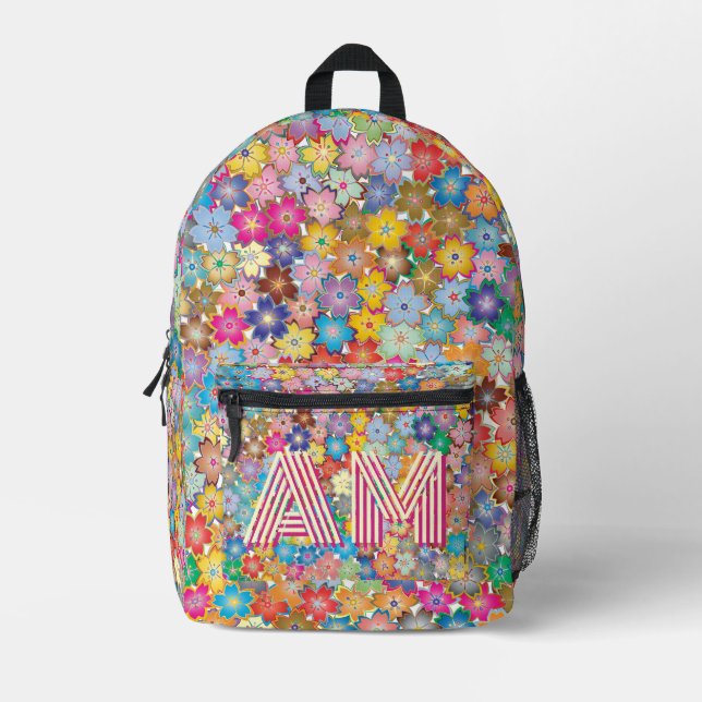 Trendiger, lebendiger floraler Rucksack mit indivi (Vorderseite)