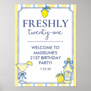 Trendiger Lemon Freshly 21 Geburtstags-Willkommens Poster