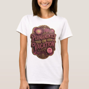 Trendiger lila 3D-Text Art PERMANENT AUF URLaub T-Shirt