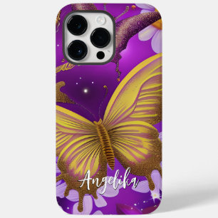 Trendiger lila und goldener Schmetterling mit indi Case-Mate iPhone 14 Pro Max Hülle