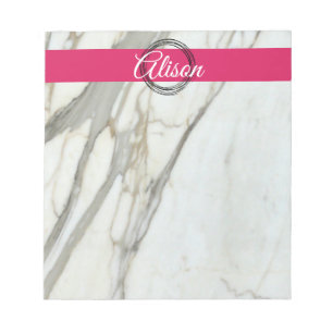 Trendiger Marmor, fuchsienrosa individuelle Name Notizblock
