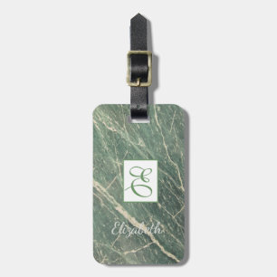 Trendiger Marmor, Rahmen Monogramm-Personalisiert Gepäckanhänger