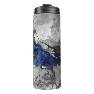 Trendiger Marmorstein Blau Schwarz Grau Design Thermosbecher
