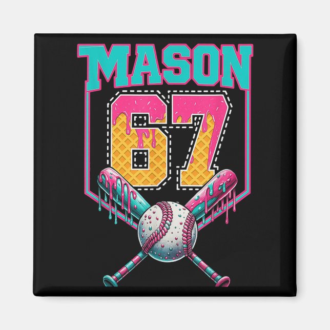 Trendiger Mason 67 Mem Eiscreme-Drip-Baseball-Gebu Magnet (Vorne)