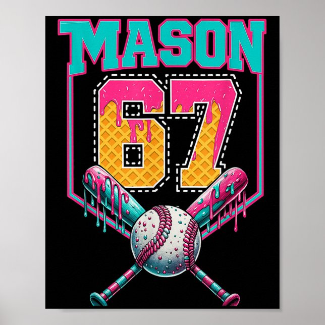 Trendiger Mason 67 Mem Eiscreme-Tropf Baseball Geb Poster (Vorne)