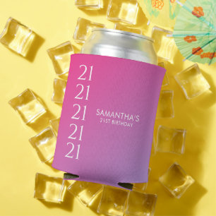 Trendiger moderner knalliger rosa Gradient 21. Geb Dosenkühler