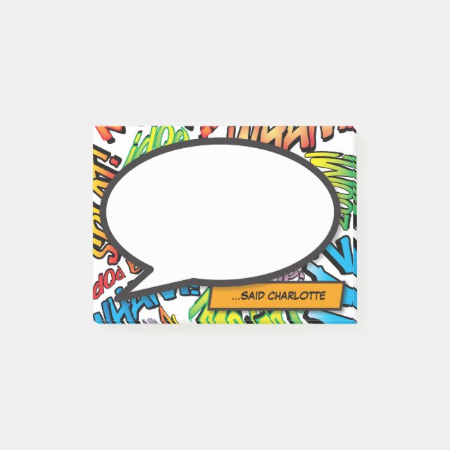 Trendiger moderner personalisierter Comic-Book Post-it Klebezettel (Vorderseite)