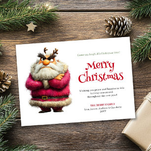 Trendiger mürrischer Weihnachtsmann editierbarer f Feiertagskarte