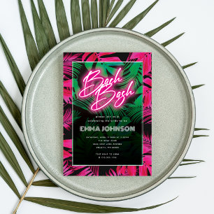 Trendiger Neon-Pink-Tropischer-Junggesellinnen-Abs Einladung
