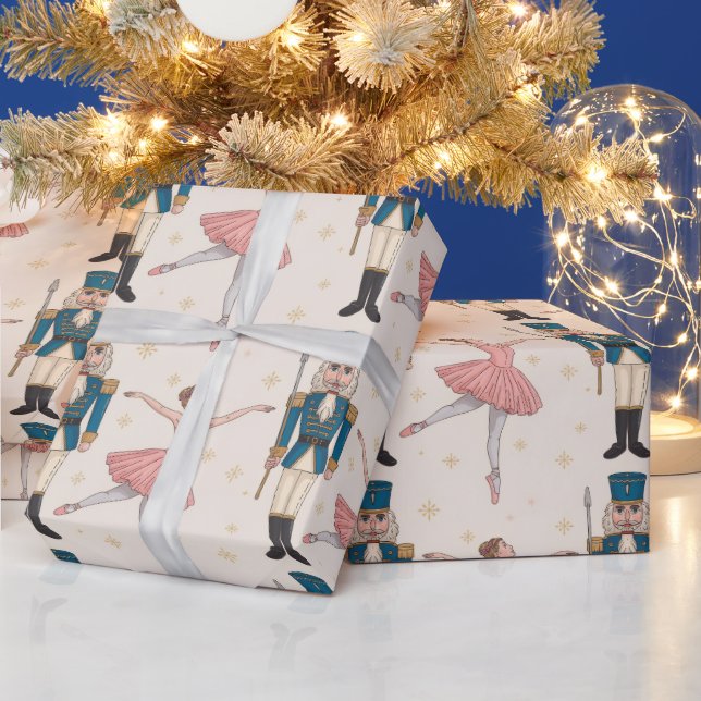 Trendiger Nussknacker und Ballerina Balletttänzeri Geschenkpapier (Feiertage)