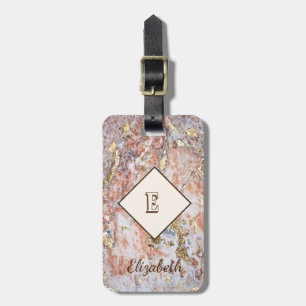 Trendiger Ombre-Marmor, monogramm-personalisiert Gepäckanhänger
