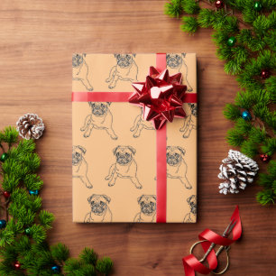 Trendiger orangefarbener Hipster-männlicher-Mops-H Geschenkpapier
