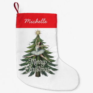 Trendiger personalisierter Ballerina-Weihnachtsbau Kleiner Weihnachtsstrumpf