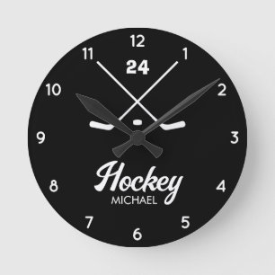 Trendiger personalisierter Hockey-Spielername Numm Runde Wanduhr
