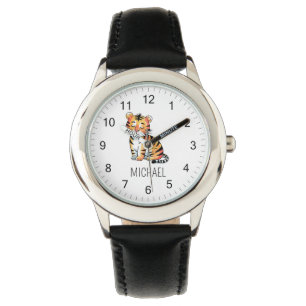 Trendiger personalisierter Name Süßer Dschungeltig Armbanduhr