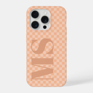 Trendiger Pfirsich-Fuzz-Karo mit personalisierten iPhone 15 Pro Hülle