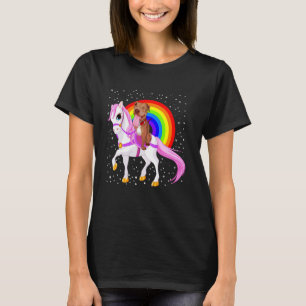 Trendiger Pitbull Regenbogen Pferd T-Shirt