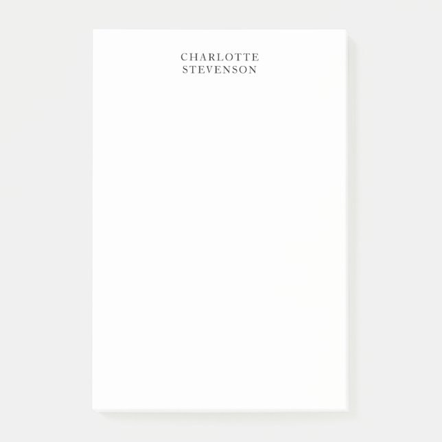 Trendiger professioneller weißer einfacher Minimal Post-it Klebezettel (Vorderseite)