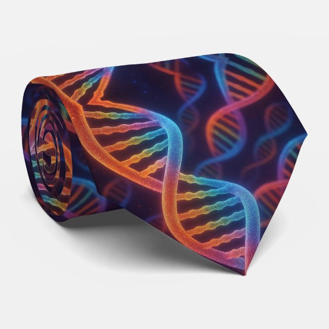 Trendiger Regenbogen-Doppelhelix-DNA-Schlips  Krawatte (Gerollt)