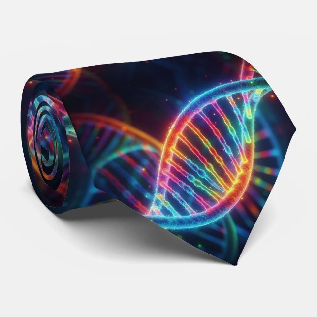 Trendiger Regenbogen-Doppelhelix-DNA-Schlips  Krawatte (Gerollt)