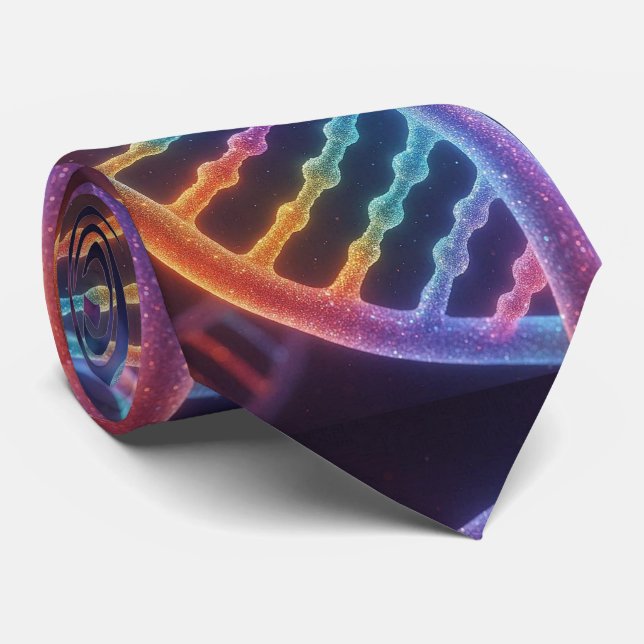 Trendiger Regenbogen-Doppelhelix-DNA-Schlips  Krawatte (Gerollt)