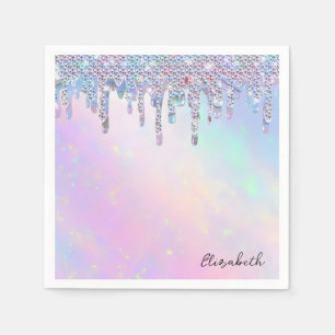 Trendiger Regenbogen-Glitter-Tropfen Holografisch Serviette