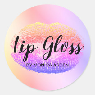 Trendiger Regenbogen-Lipgloss-Geschäftsaufkleber Runder Aufkleber