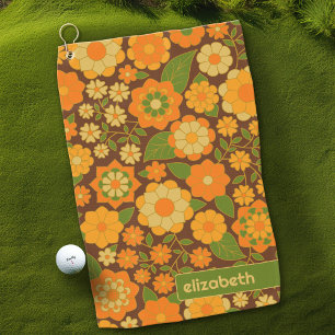 Trendiger Retro-Muster-Individuelle Name Golfhandtuch