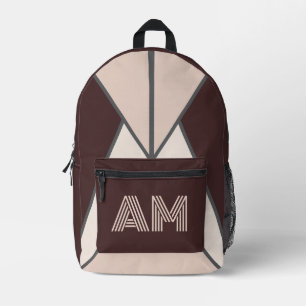 Trendiger Retro-Pflaume-Geometrischer Monogramm-Ru Bedruckter Rucksack