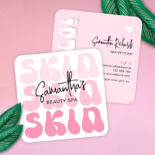 Trendiger Retro-Rosa-Schönheitssalon-Skin-Aestheti Quadratische Visitenkarte