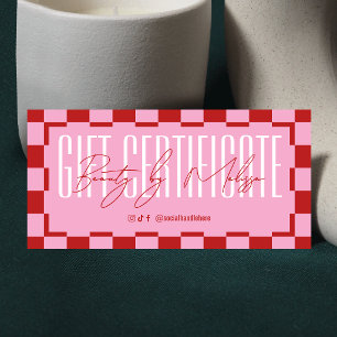 Trendiger Retro-Rosa- und Rot-Spa-Salon-Geschenkgu