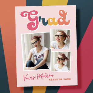 Trendiger Retro-Vintage-Stil-Absolvent 3-Foto-Coll Postkarte