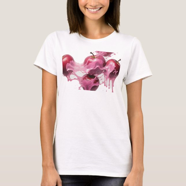 Trendiger rosa abstrakter Apfel-Visions-Design T-Shirt (Vorderseite)