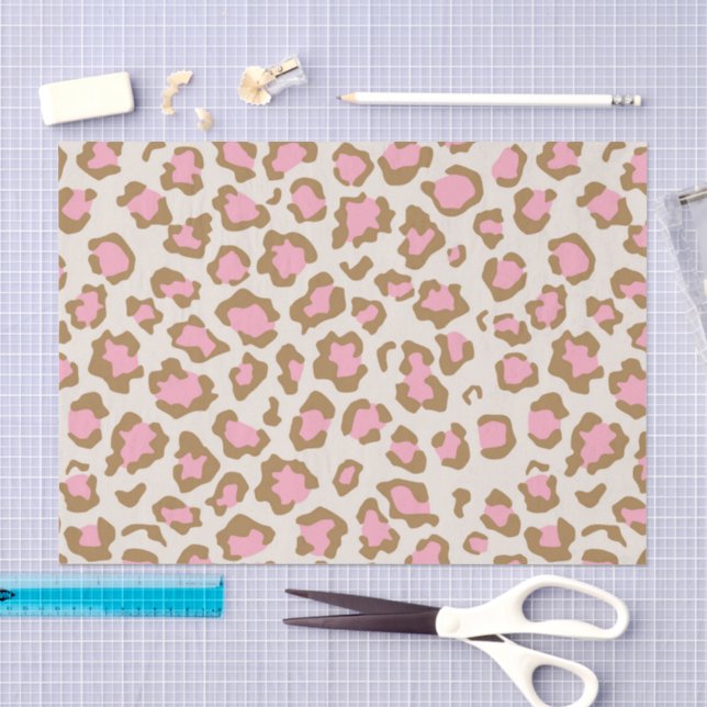 Trendiger rosa brauner Leopard-Fleck Boho-Decoupag Seidenpapier (Handwerk)
