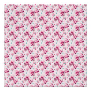 Trendiger rosa Coquette-Schleifen-Muster mit süßem Poster