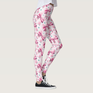 Trendiger rosa Coquette-Schleifenmuster mit süßem Leggings