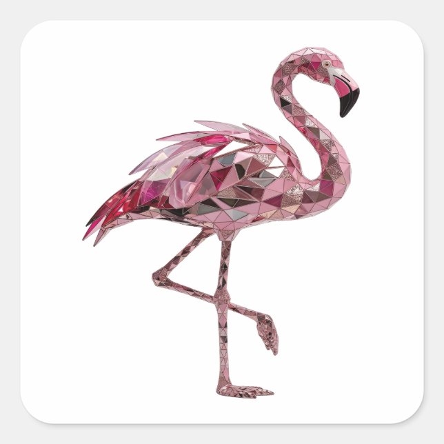 Trendiger Rosa FLAMINGO Sticker-Design Quadratischer Aufkleber (Vorderseite)