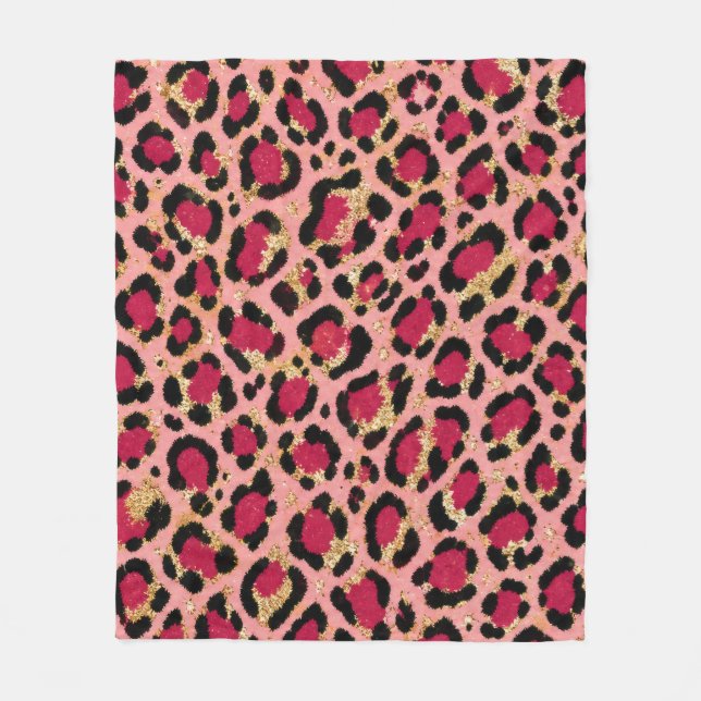 Trendiger rosa Leopard-Fleck Gepard-Tier-Muster Fleecedecke (Vorderseite)