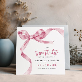Trendiger rosa Schleifen Abschluss Save The Date