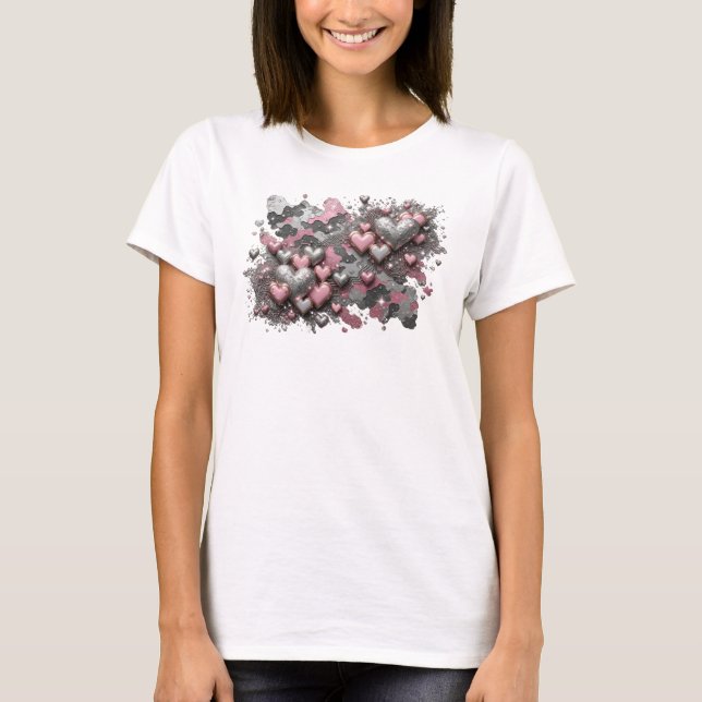 Trendiger roter ABSTRACT ART Kunstdruck T-Shirt (Vorderseite)