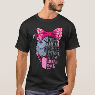 Trendiger roter Bogen Pitbull Zum Mond zurück für T-Shirt