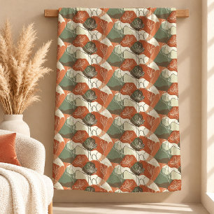 Trendiger Rust-Staubgrün-Boho-Decken-Design-Kunst Fleecedecke